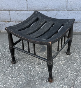 Egyptian Revival Liberty Style Ebonized Oak Thebes Stool.  Fine Original Finish.  